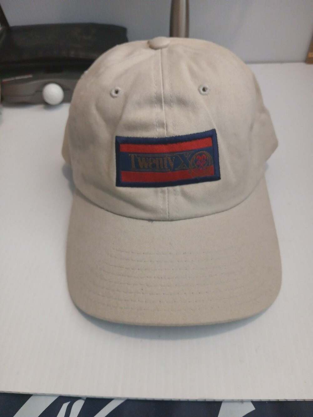 Yupoong Twenty X Hat Beige Cotton Patch Baseball Cap Adjustable